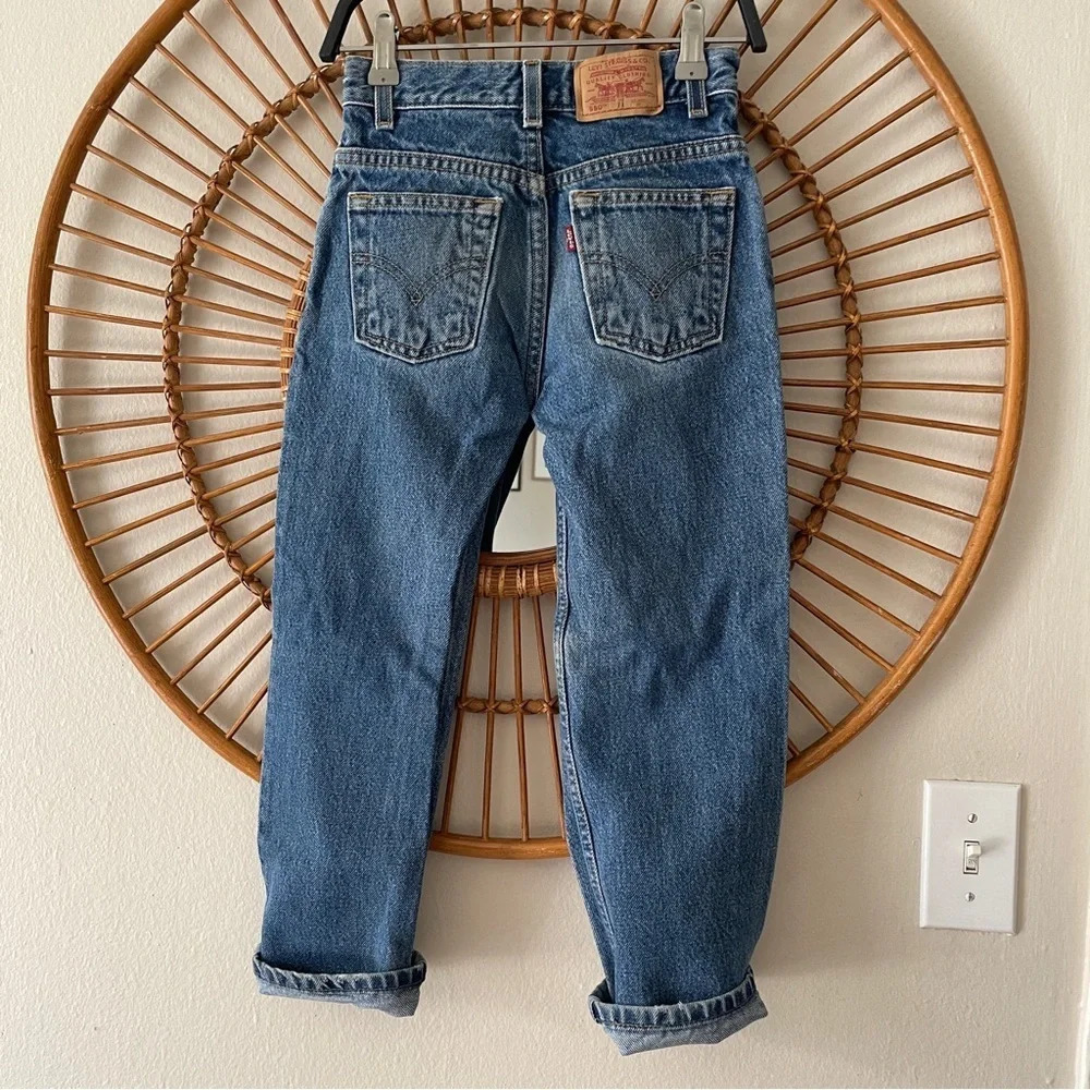 Levi’s 550 relaxed fit vintage jeans Sz 7 denim loose y2k cotton kids boy girl - Picture 2 of 13